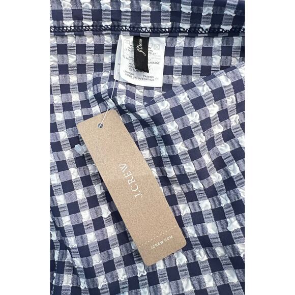 NWT J CREW Ruffle Cover Up Wrap Skirt Blue Gingham Women's L Pool Beach Swim New - Picture 2 of 5